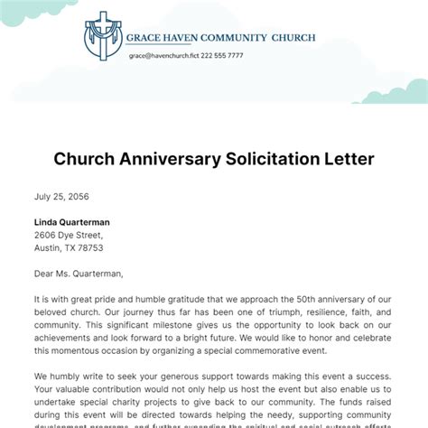 sample solicitation letter for church project